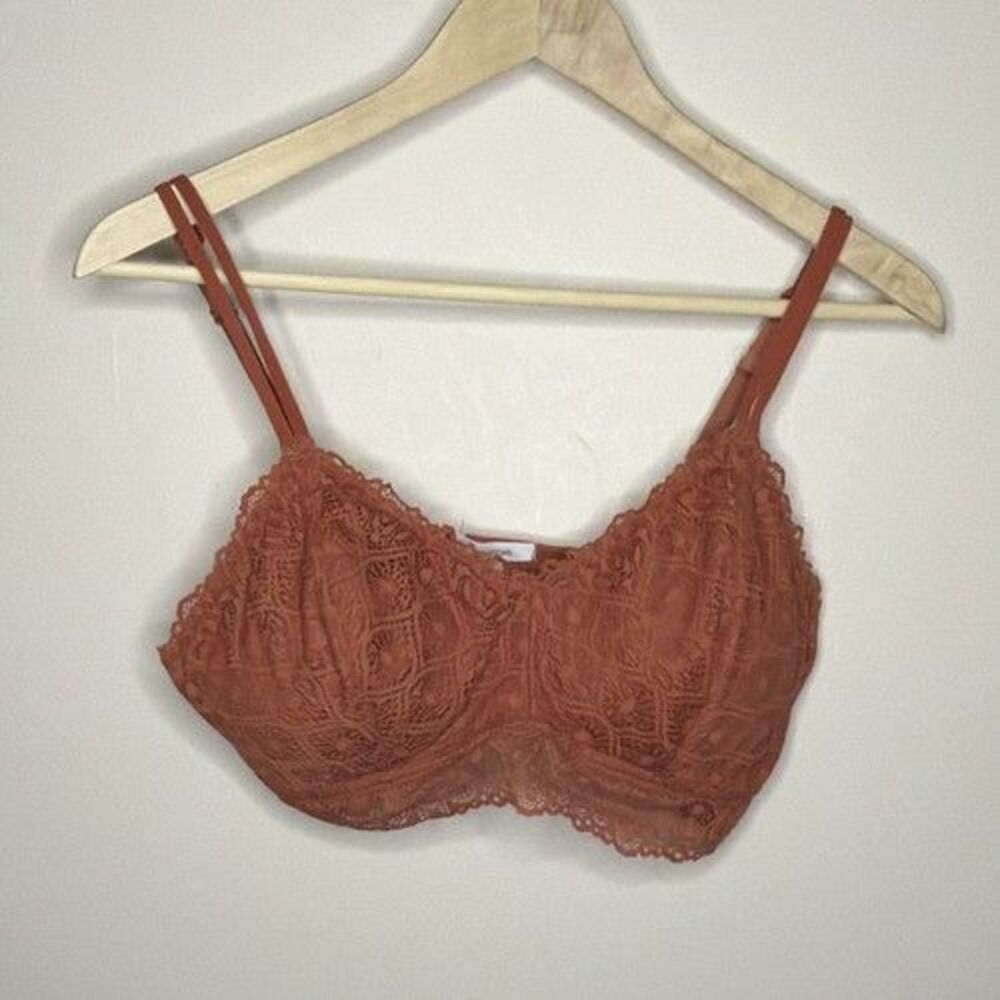 Maurices Rust Lace Floral Bralette Bra Wireless Stretch Pullover Womens M